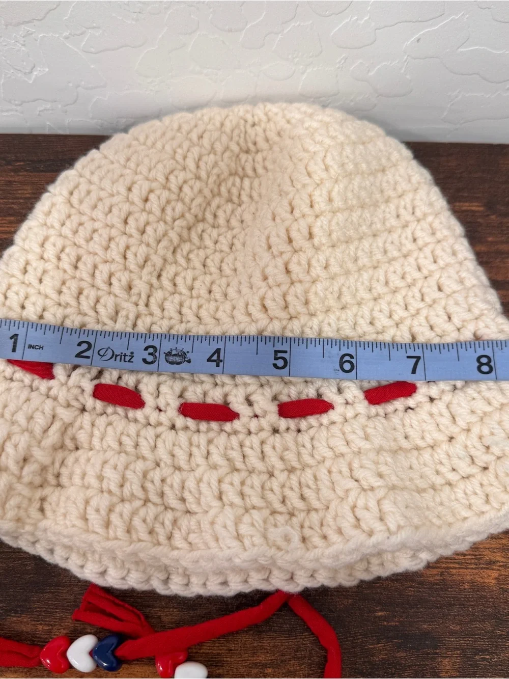 Handmade Knit Bucket Hat Kids Girls Red White Blue Patriotic